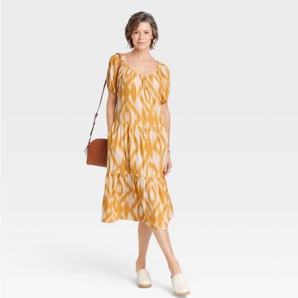 Alfani Women's Tiered Sleeve A-Line Dress - Yellow, Size 14, Zipper Closure - View #7